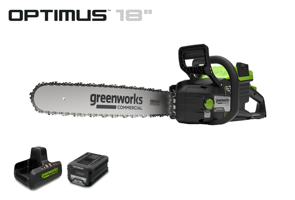 82V OPTIMUS 3.0 kW 18" Chainsaw Kit with CORE400 Battery & DP Charger | OCS500-C4DP-18