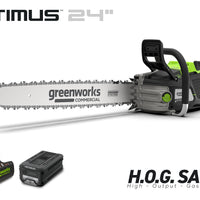 OPTIMUS 82V 5.0kw 24" HOG Chainsaw Kit with CORE530 Battery & DP Charger | OCS800-C5DP-24