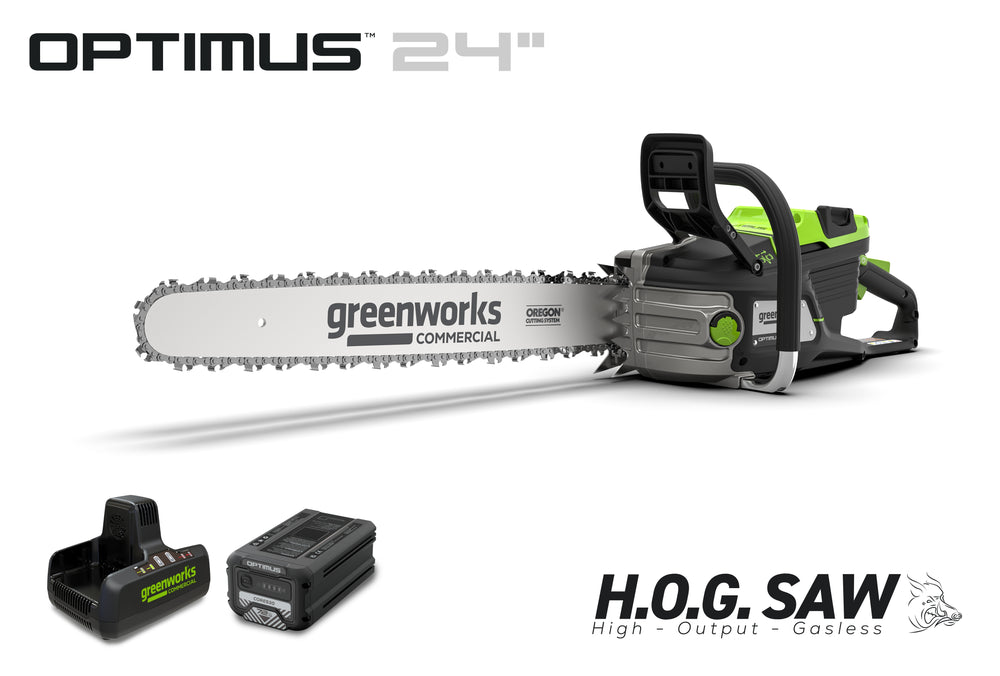 OPTIMUS 82V 5.0kw 24" HOG Chainsaw Kit with CORE530 Battery & DP Charger | OCS800-C5DP-24