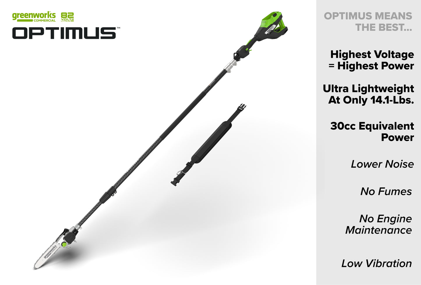 OPTIMUS 82V 10" Polesaw with Carbon Fiber Shaft | OPS300T