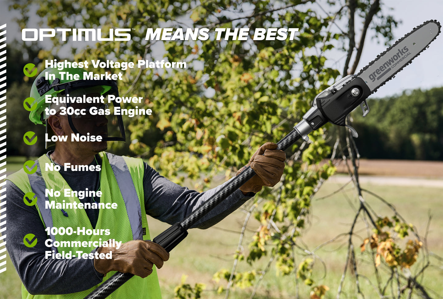 OPTIMUS 82V 10" Polesaw with Carbon Fiber Shaft with CORE300 Battery and Charger | OPS300T-C3DP