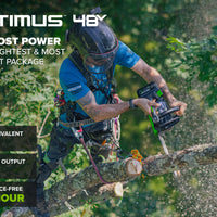 OPTIMUS 48V 14" Top-Handle Chainsaw Powerhead, 48V 4 Ah Battery, 5A Charger | OTS350-T4SC-14