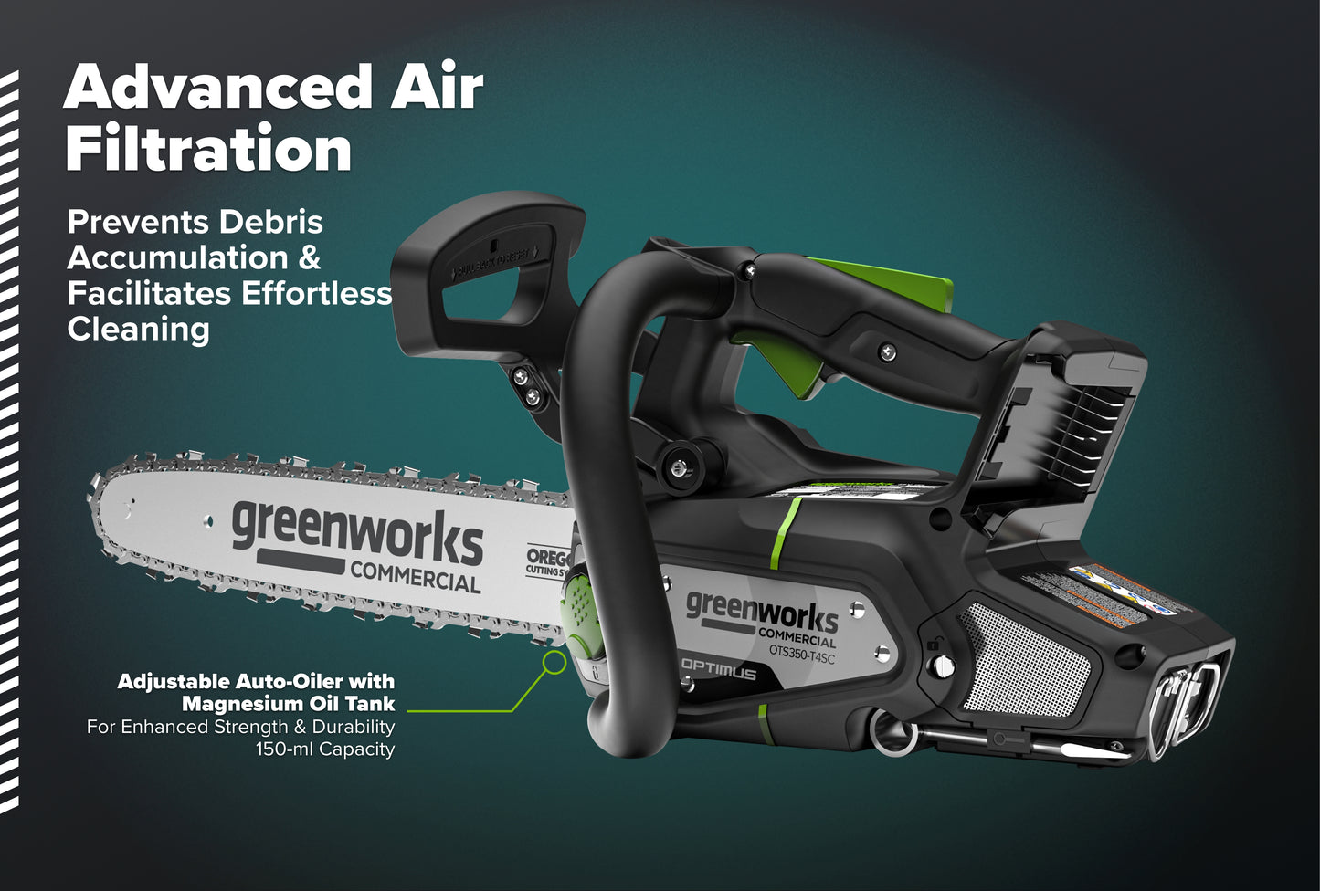 OPTIMUS 48V Top-Handle Chainsaw Powerhead, 48V 4 Ah Battery, 5A Charger | OTS350-T4SC