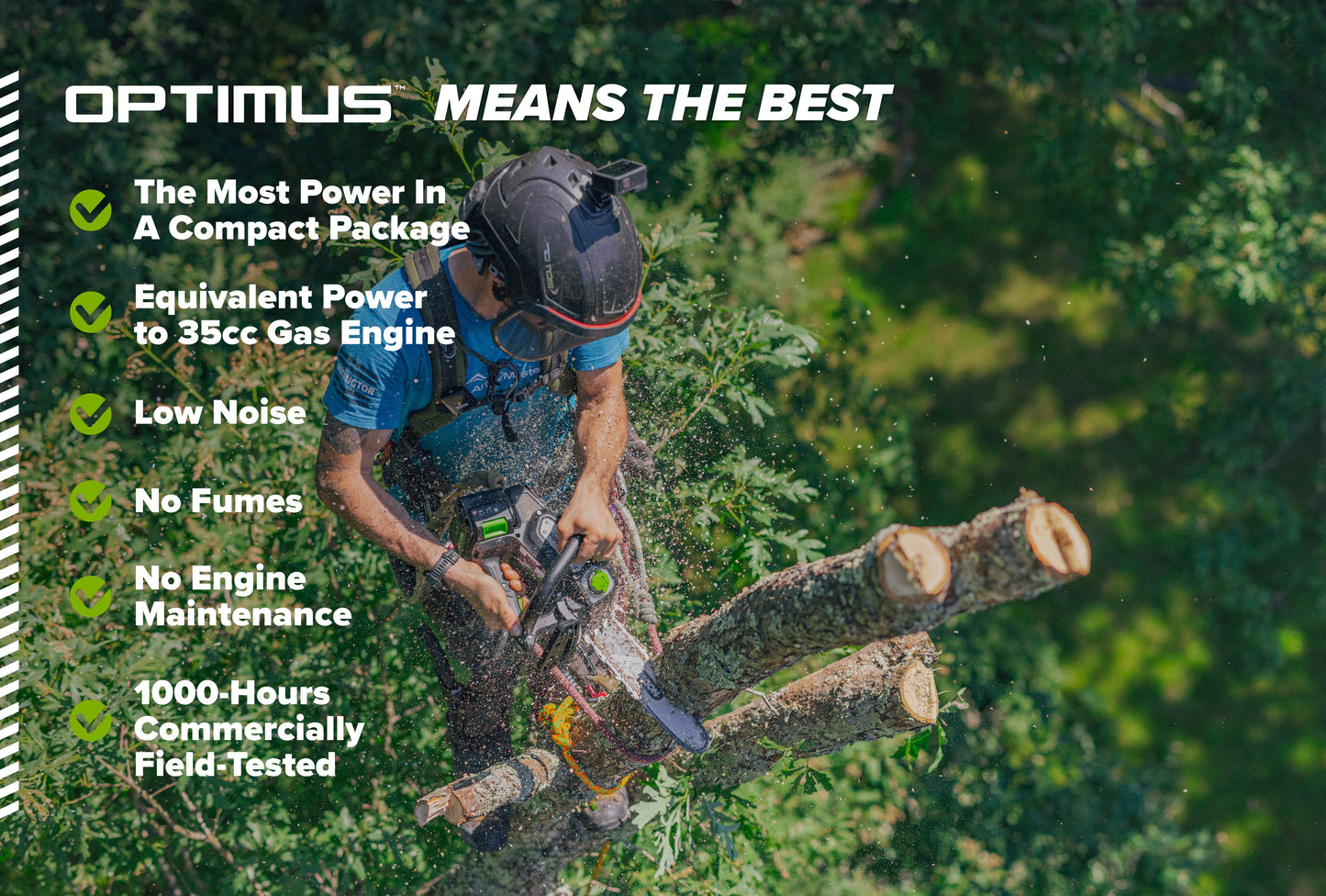 OPTIMUS 48V Top-Handle Chainsaw Powerhead, 48V 4 Ah Battery, 5A Charger | OTS350-T4SC
