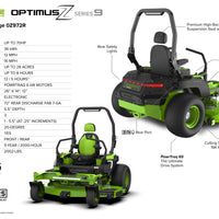 OptimusZ Series 9 72" (Rear Discharge) Ride-on ZTR - 36 kWh | OZ972R