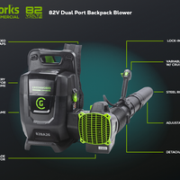 82V Dual Port Backpack Blower with Two 5Ah Batteries and Dual Port Charger | 82BA26-52DP