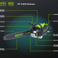 82V 20" 3.4kW Chainsaw Tool-Only | 82CS34