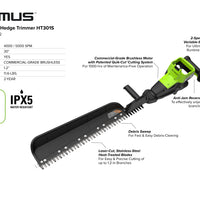 Optimus 82V 30" Single Sided Hedge Trimmer with (1) Core300 and Dual Port Charger | HT301S-C3DP