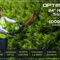 Optimus 82V 24" Hedge Trimmer with Core300 Battery and Dual-Port Charger | HT241-C3DP
