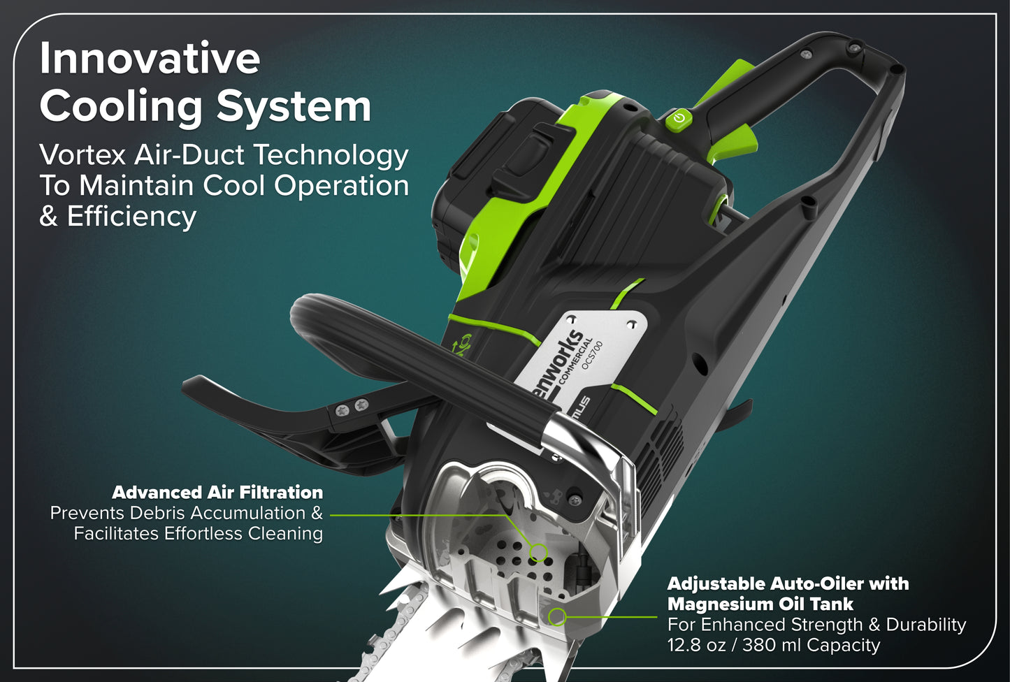 OPTIMUS 82V 5.0kw 20" HOG Chainsaw Kit with CORE530 Battery & DP Charger | OCS800-C5DP-20