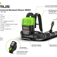 Optimus 82V 755 CFM Dual-Port Backpack Blower with (2) 8Ah Batteries and Dual Port Charger | BB361-82DP