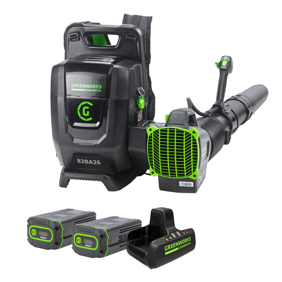 82V Dual Port Backpack Blower with Two 5Ah Batteries and Dual Port Charger | 82BA26-52DP