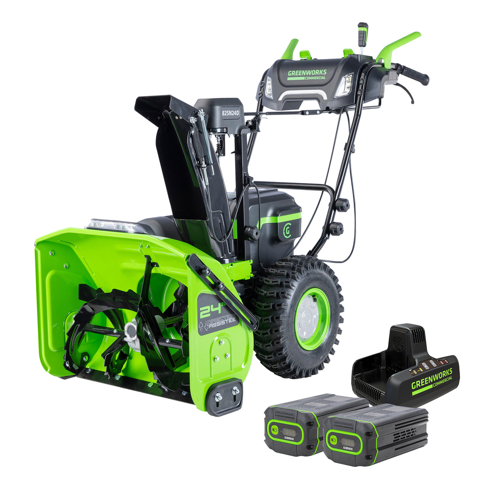 82V Dual Stage Snow Thrower with (3) 6Ah Batteries and Dual Port Charger | 82SN24D-63DP