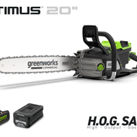 OPTIMUS 82V 5.0kw 20" HOG Chainsaw Kit with CORE530 Battery & DP Charger | OCS800-C5DP-20