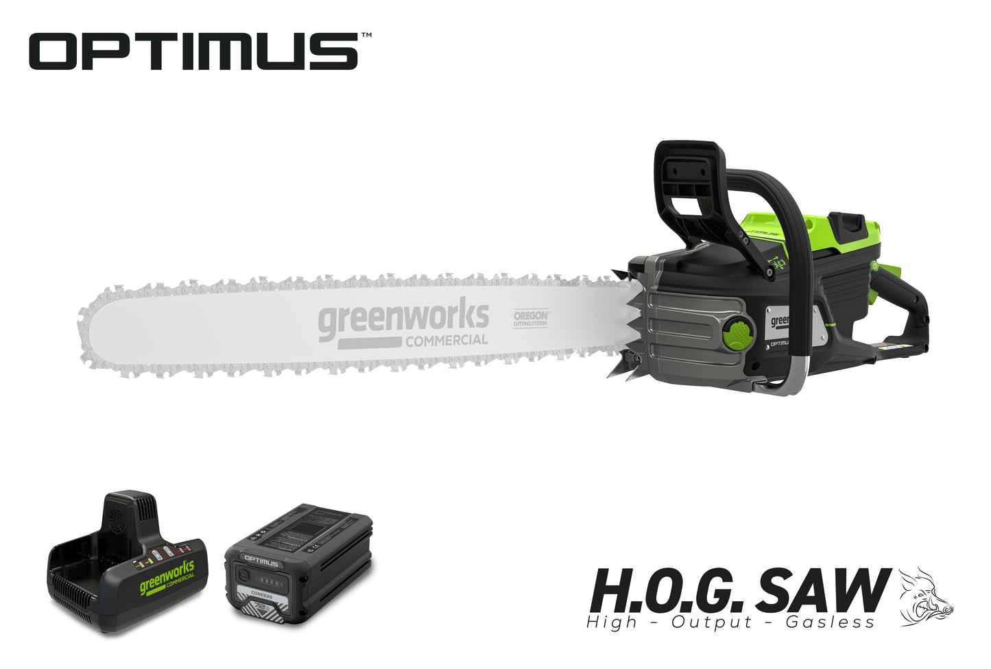 OPTIMUS 82V 5.0kw HOG Chainsaw Kit with CORE530 Battery & DP Charger | OCS800-C5DP