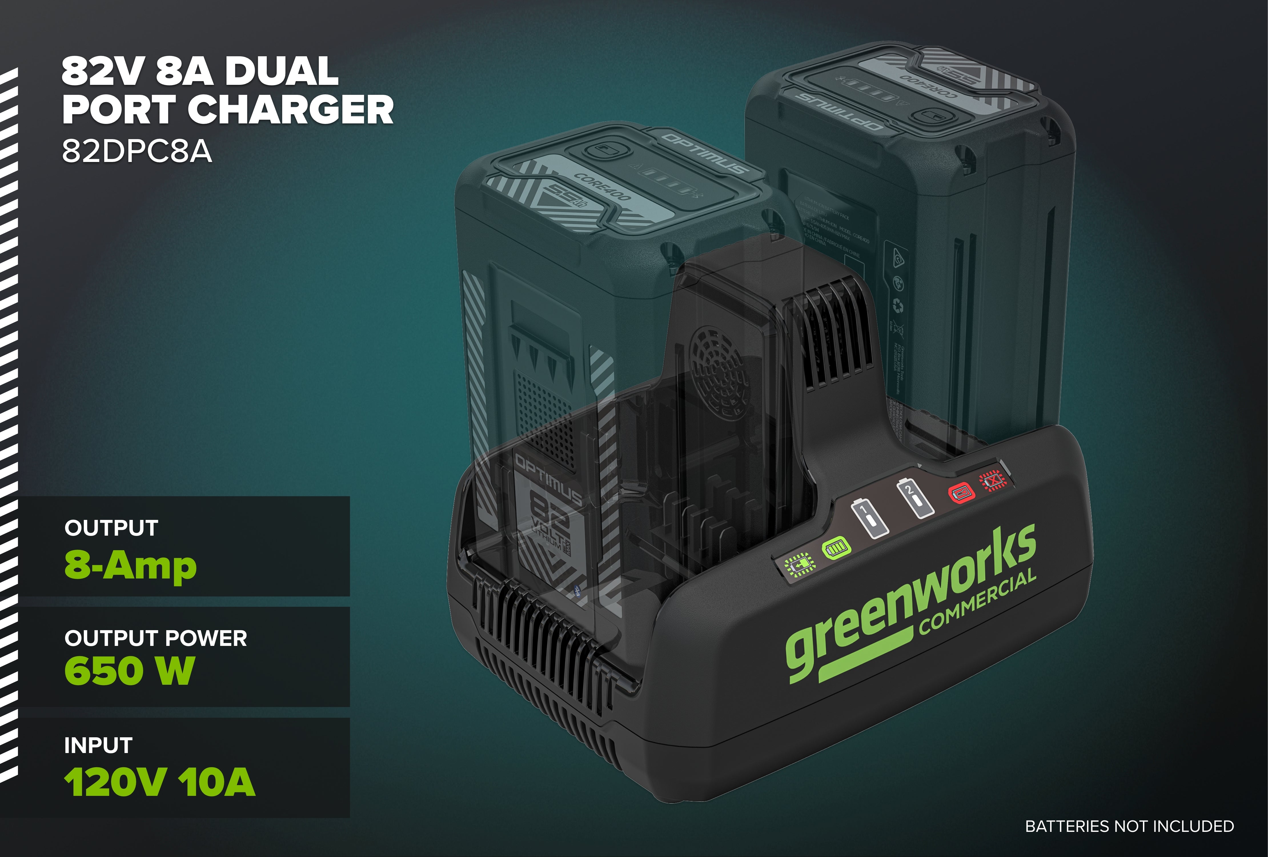 82V Dual Port Charger | 2958302 | Greenworks Commercial