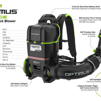 Optimus 82V 50N Backpack Blower | BB50X