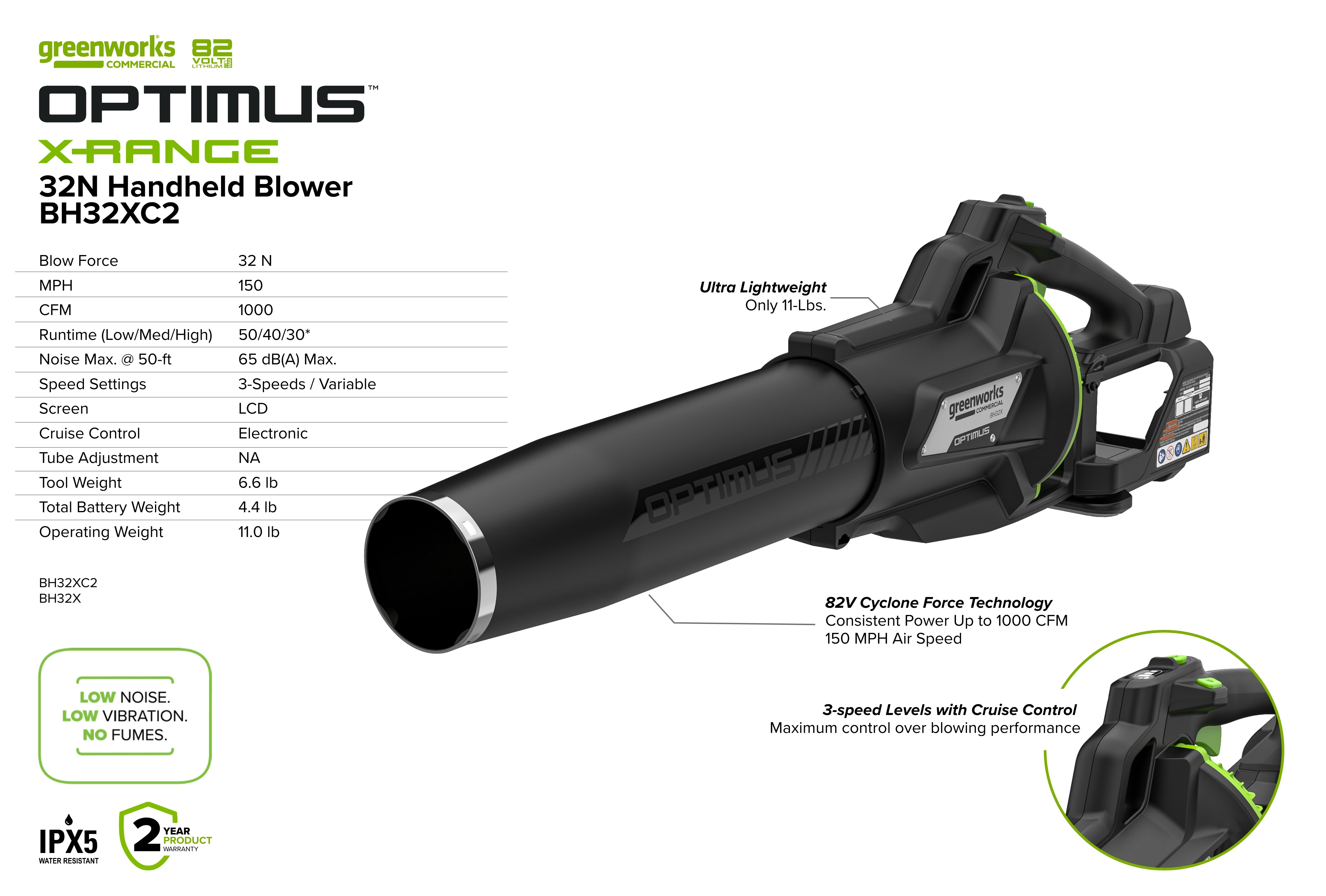82V OPTIMUS 32N Handheld Blower | BH32X