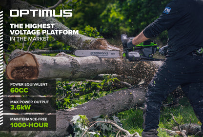 OPTIMUS 82V 3.6kw 18" Chainsaw Kit with CORE400 Battery & DP Charger | OCS600-C4DP-18