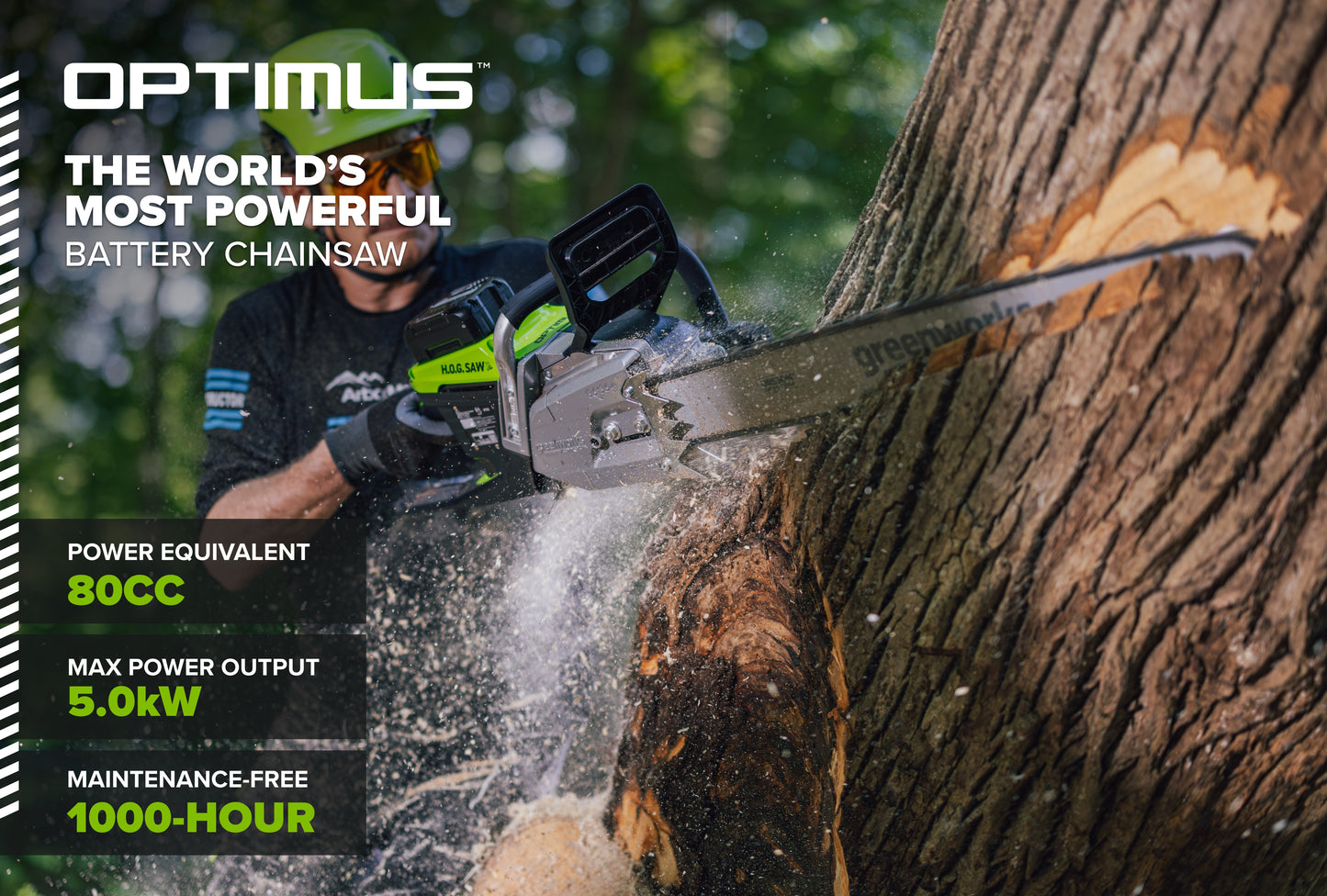 OPTIMUS 82V 5.0kw HOG Chainsaw Kit with CORE530 Battery & DP Charger | OCS800-C5DP