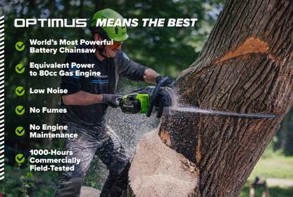 OPTIMUS 82V 5.0kw HOG Chainsaw Kit with CORE530 Battery & DP Charger | OCS800-C5DP