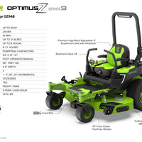 OptimusZ Series 9 48" Ride-on ZTR - 24 kWh | OZ948