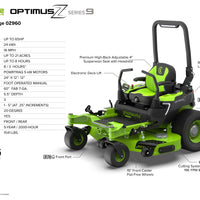 OptimusZ Series 9 60" Ride-on ZTR - 24 kWh | OZ960