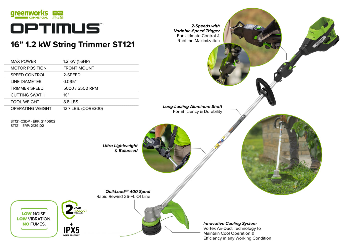 Optimus 82v 1.2kW String Trimmer Core300 DP Kit | ST121-C3DP