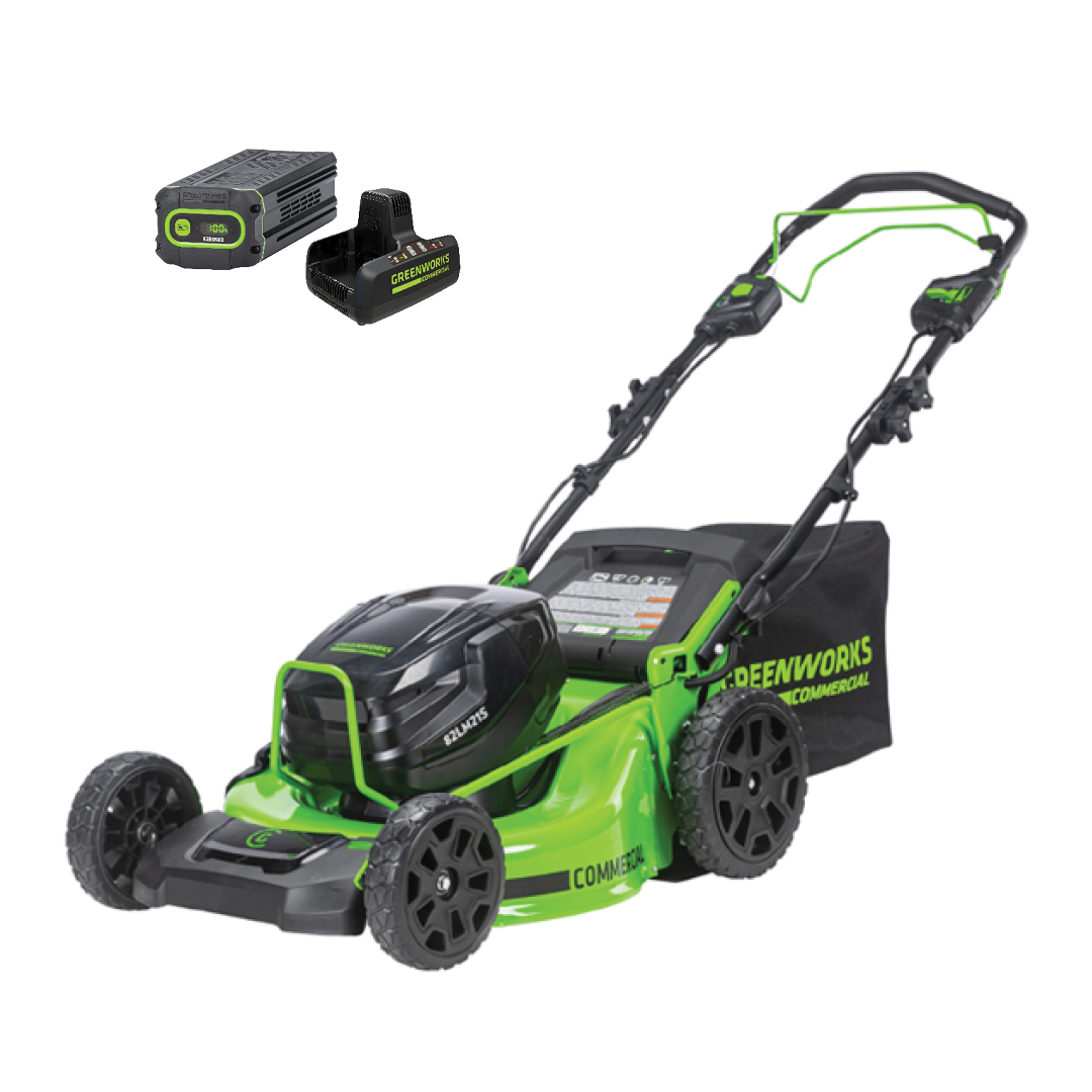 82V 21" Brushless Push Mower with 5Ah Battery and Dual Port Charger