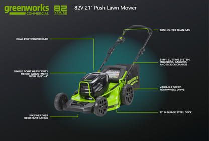 82V 21" Brushless Self-Propelled Mower with 8Ah Battery and Dual Port Charger