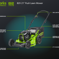 82V 21’’ Brushless Push Mower with 2.5Ah Battery and Dual Port Charger | 82LM21-25DP