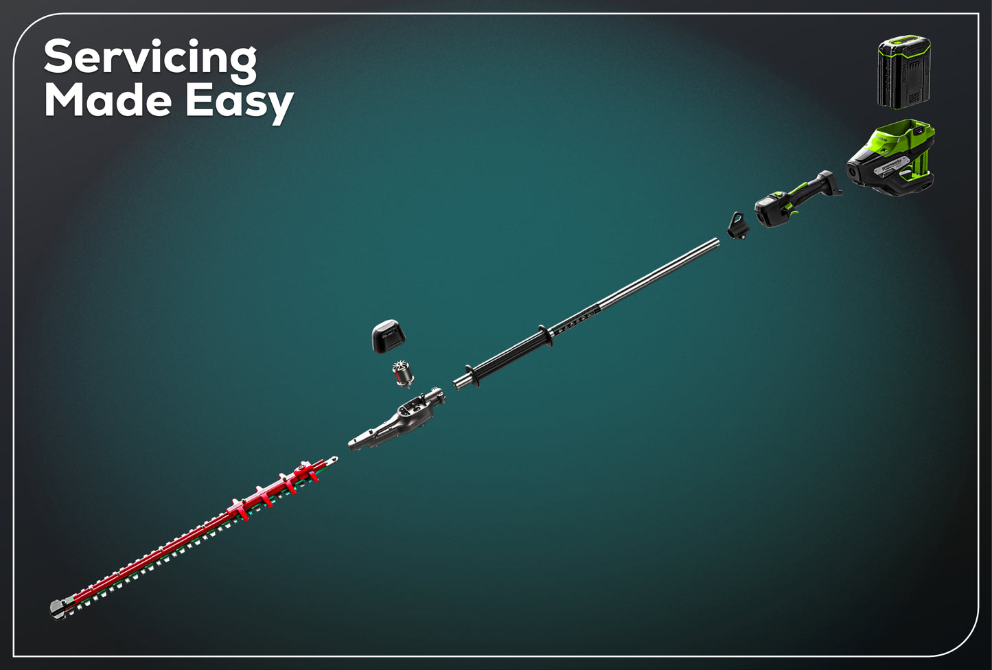 Optimus 82V Short Pole Fixed Hedge Trimmer with CORE300 Battery and Dual-Port Charger | PH302F-C3DP