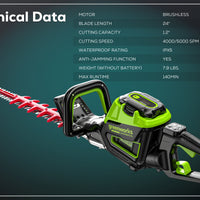 Optimus 82V 24" Hedge Trimmer with (1) 2.5Ah Battery and Dual-Port Charger | HT241-25DP