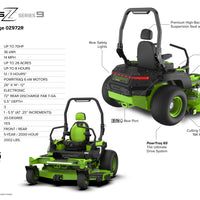 OptimusZ Series 9 72" (Rear Discharge) Ride-on ZTR - 36 kWh | OZ972R