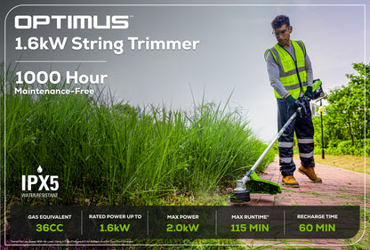 Optimus 82V 1.6 kW String Trimmer With (1) 4 Ah Battery and Dual Port Charger (ST161-4DP)