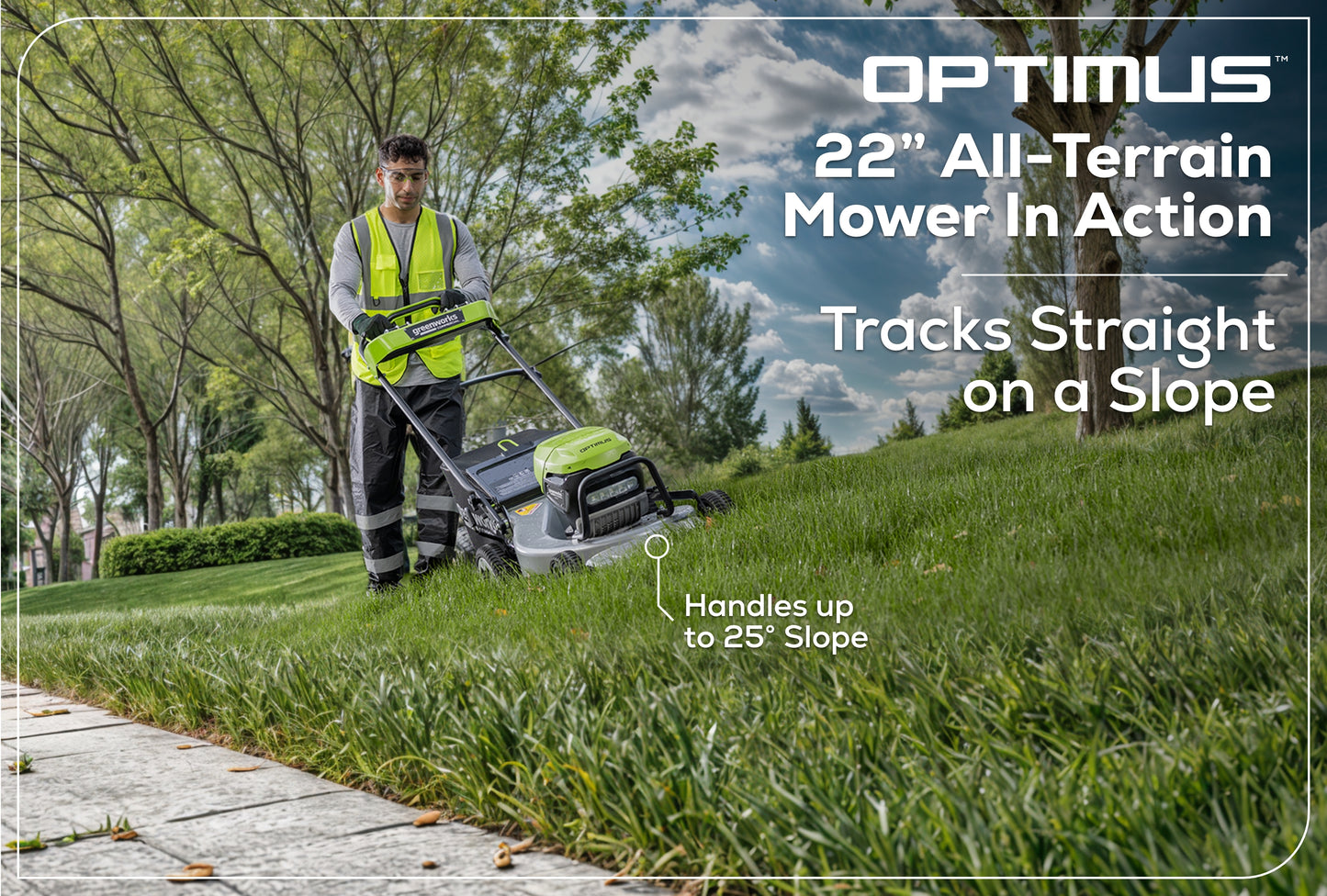 Optimus 82v 22” Self-propelled Mower With (2) 8 Ah Batteries And Dual Port Charger