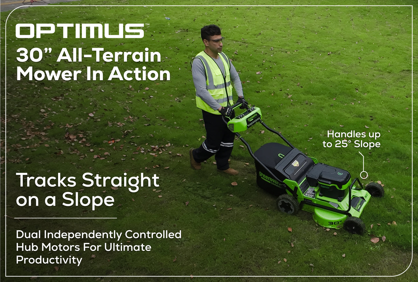 Optimus 82V 30” Self-Propelled Lawn Mower with (3) 8Ah Batteries and Dual Port Charger