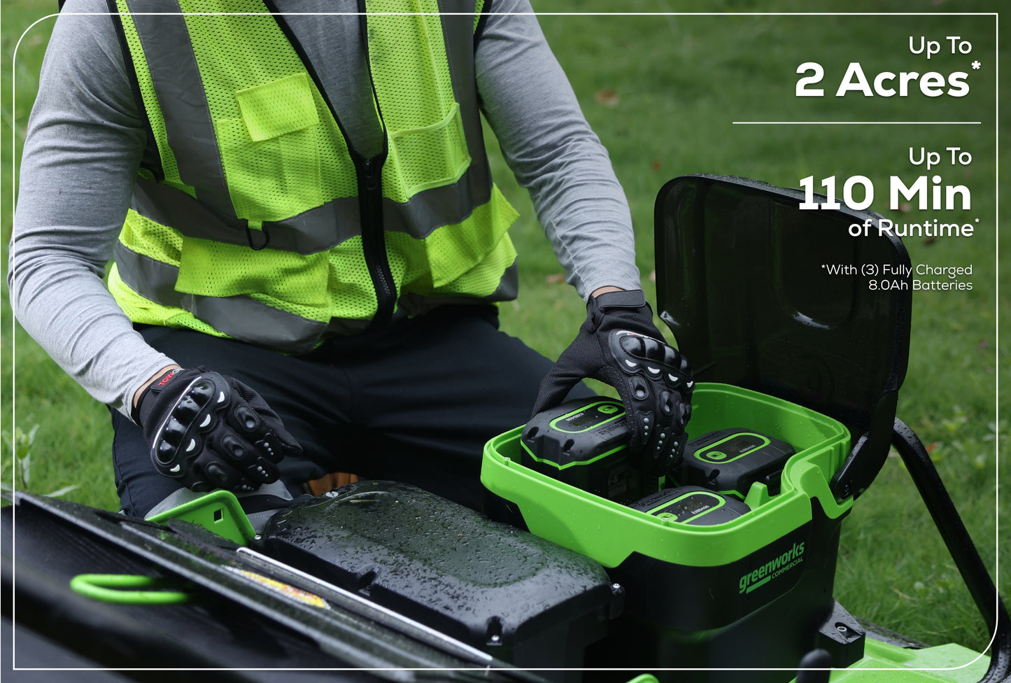 82V 30” Self-Propelled Lawn Mower with (3) 8Ah Batteries and Dual Port Charger | 82LM30S-83DP