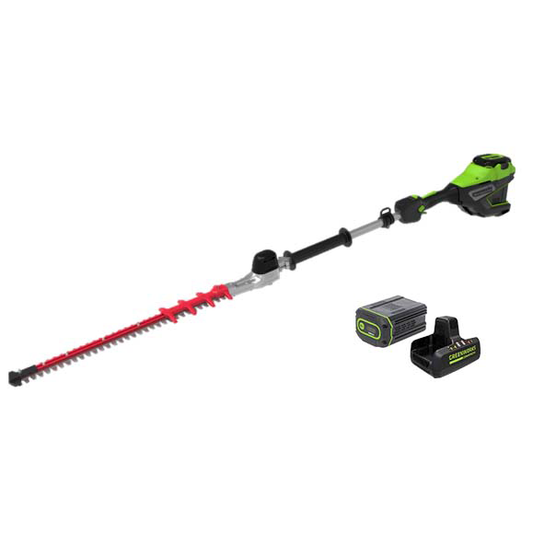 Optimus 82V Short Pole Fixed Hedge Trimmer with (1) 2.5 Ah Battery and Dual-Port Charger (PH302F-25DP)