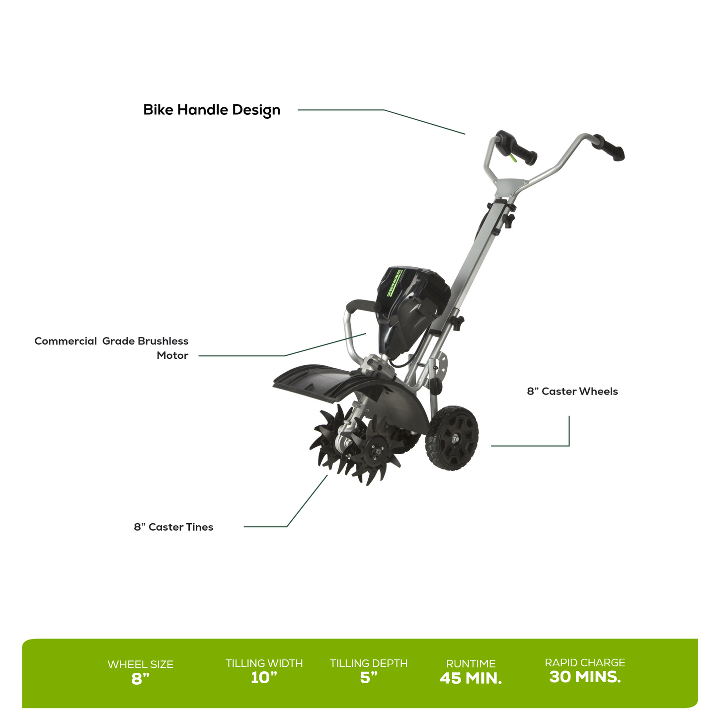 82V 10” Tiller/Cultivator Tool-Only | 2801402 | Greenworks Commercial 82V 10” Tiller/Cultivator Tool-Only | 2801402 | Greenworks Commercial